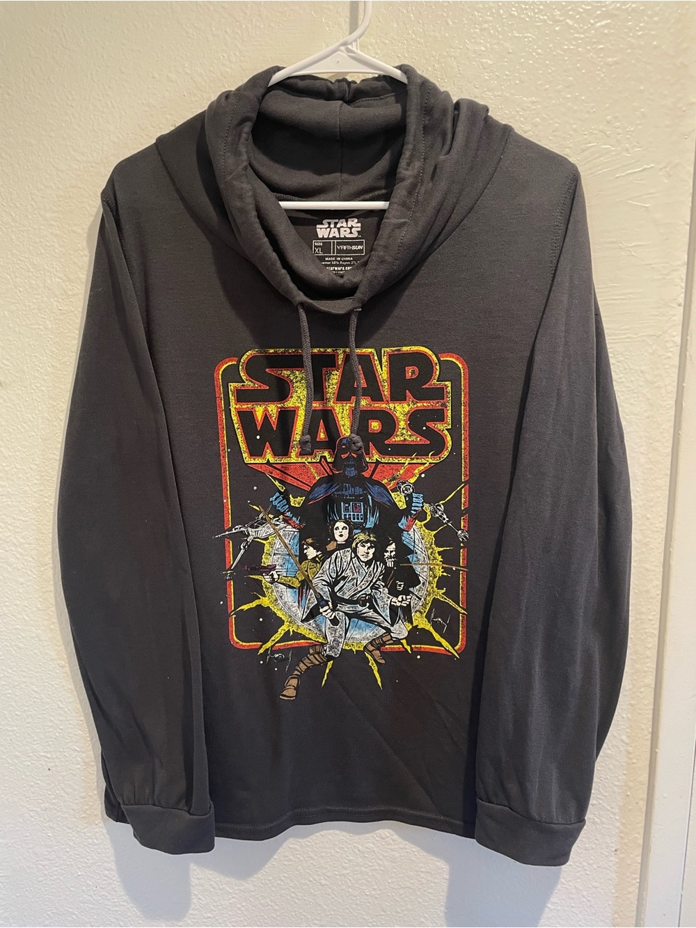 Star Wars Fifth Sun Cowl Neck Hoodie Mens XL Black Lightweight Sweatshirt